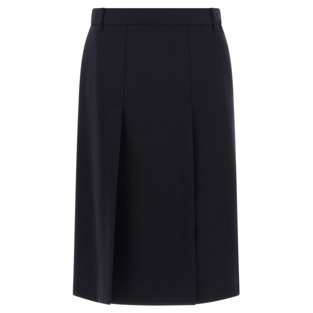 Prada Blue Virgin Wool Midi Women's Skirt